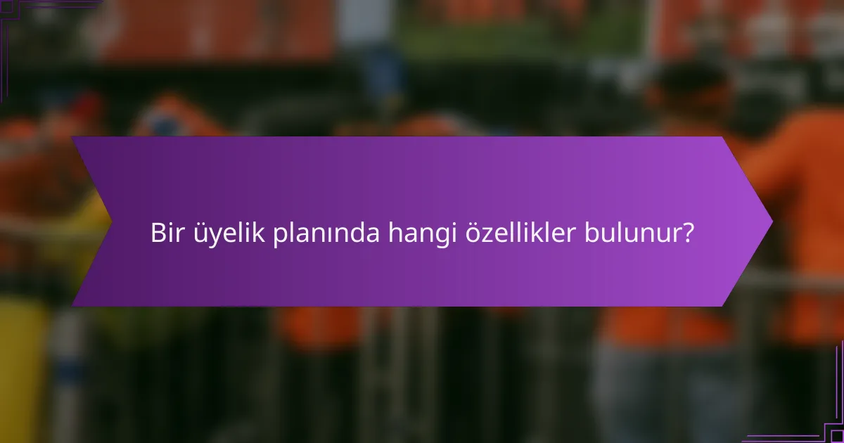Bir üyelik planında hangi özellikler bulunur?