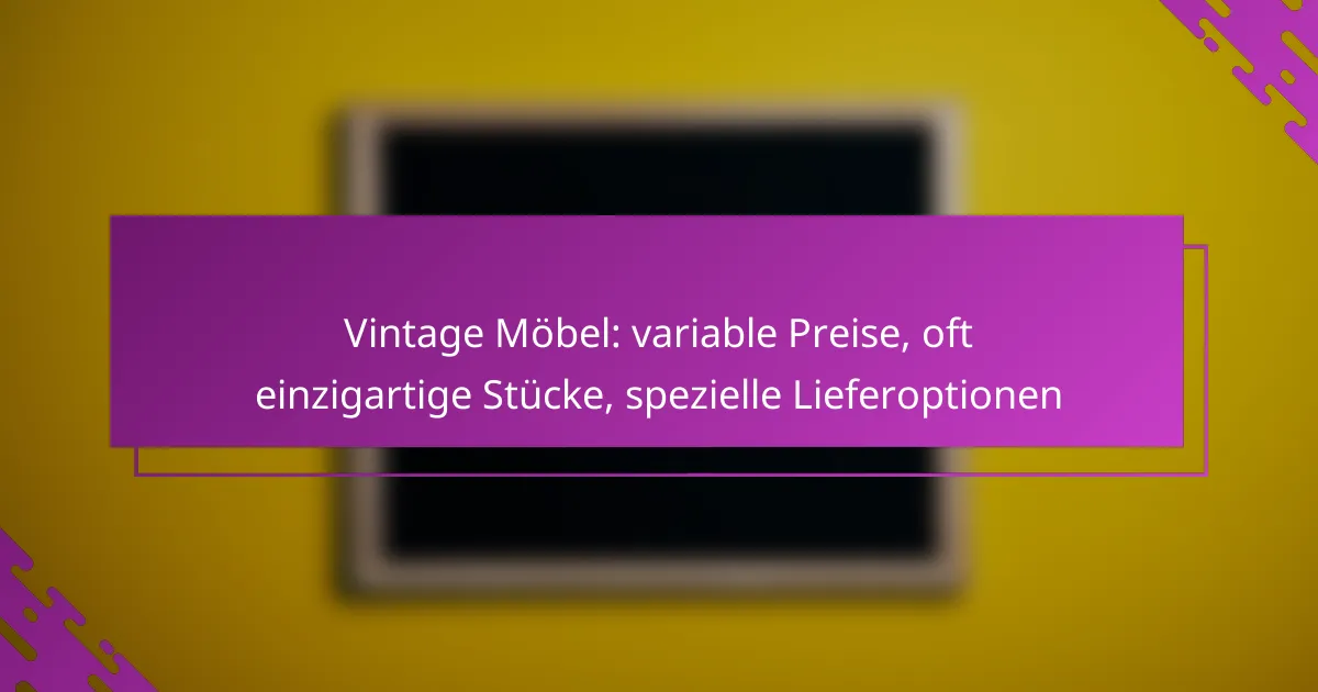 Vintage Möbel: variable Preise, oft einzigartige Stücke, spezielle Lieferoptionen