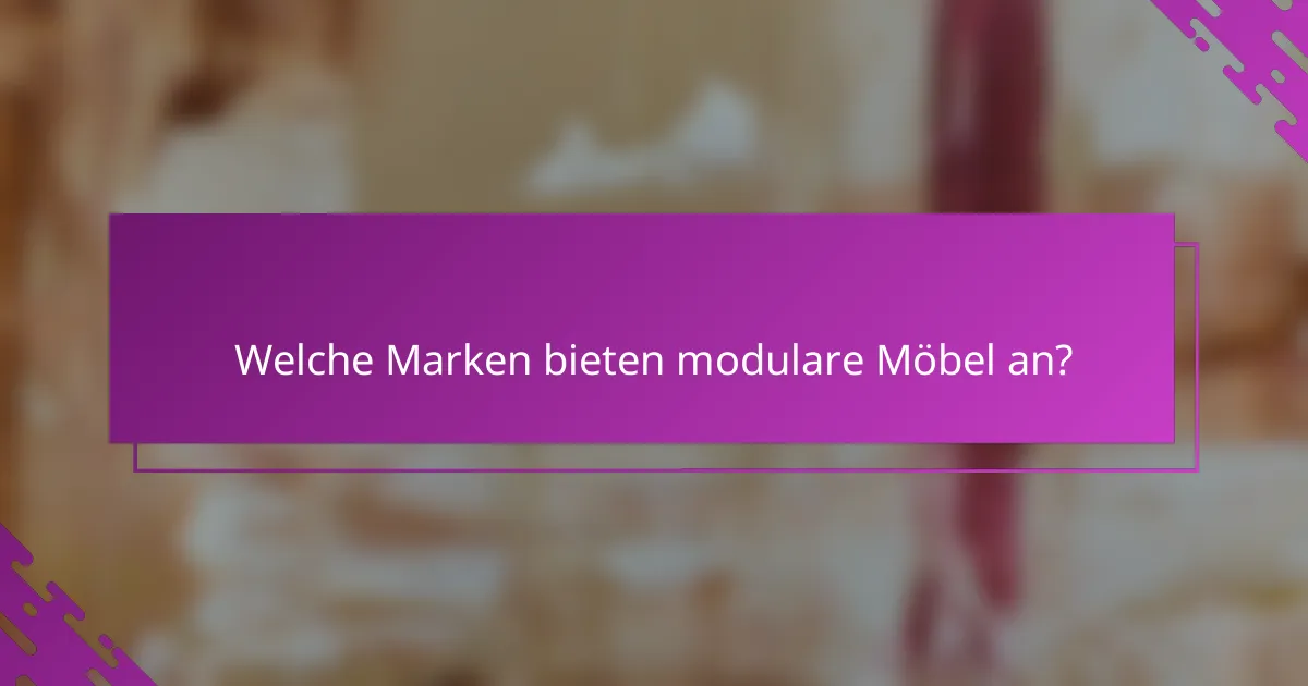 Welche Marken bieten modulare Möbel an?