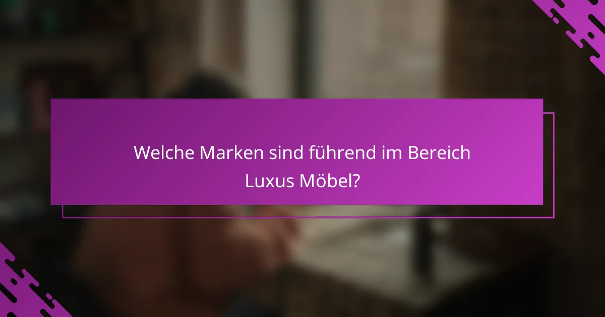 Welche Marken sind führend im Bereich Luxus Möbel?
